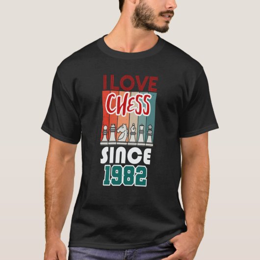 T-shirt I love chess since 1982 (Devant)