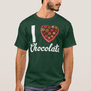 T-shirt I Love Chocolate Heart Sweet Dark Cocoa Bar Tee -