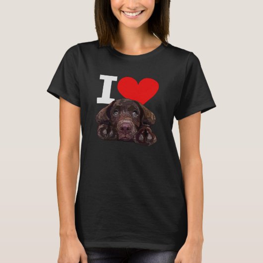 T-shirt I Love Chocolate Lab Brown Labrador Retriever Love (Devant)