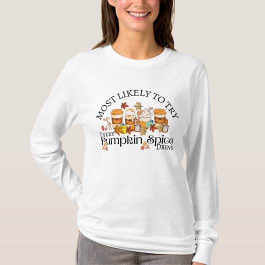 T-shirt I Love Citrouille Spice Drinks Femme's Long Sleeve (Devant)