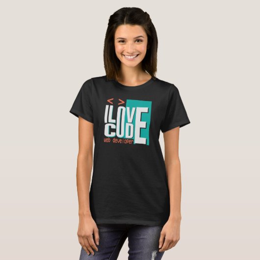 T-shirt I Love Code Programmer Web Developer (Devant entier)