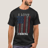 T-shirt I Love Coding American Flag Web Developer (Devant)