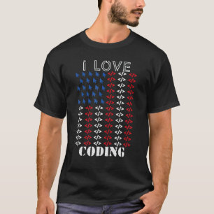 T-shirt I Love Coding American Flag Web Developer
