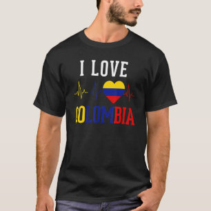 T-shirt I Love Colombia Drapeau Camiseta Heartbeat Pride M