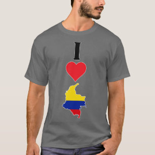 T-shirt I Love Colombia Vertical I Heart Country Carte du