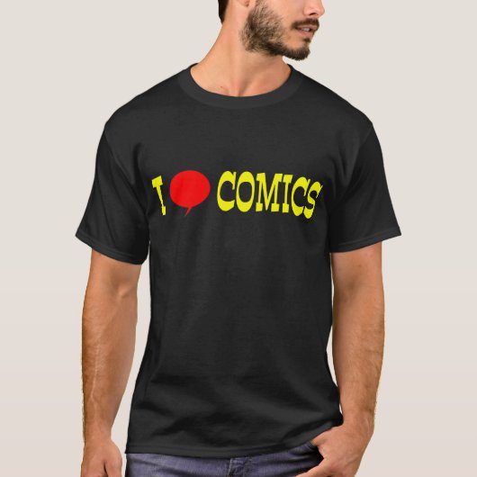 T-shirt "I Love Comics" Chemise noire (Devant)