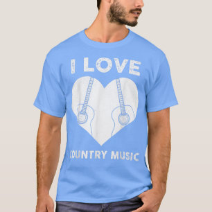 T-shirt I Love Country Music Retro Vintage Guitare 1245