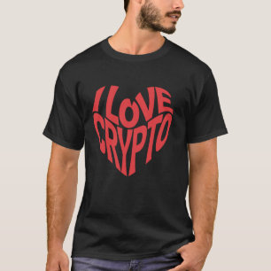 T-shirt I Love Crypto Retro Coeur Typographie