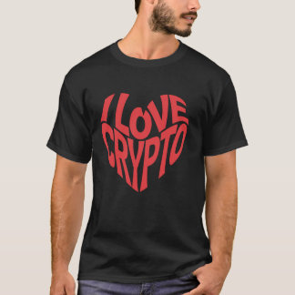 T-shirt I Love Crypto Retro Coeur Typographie