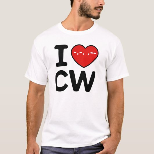T-shirt I Love CW Continuous Wave Morse Code (Devant)