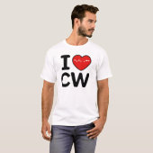 T-shirt I Love CW Continuous Wave Morse Code (Devant entier)