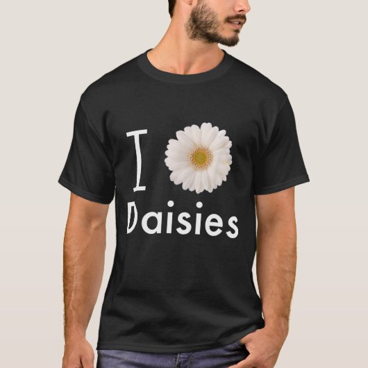 T-shirt I Love Daisies Gerber Daisy Fleur blanche (Devant)