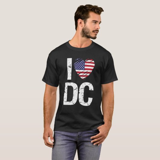 T-shirt I Love Dc Avec Drapeau Américain (Devant entier)