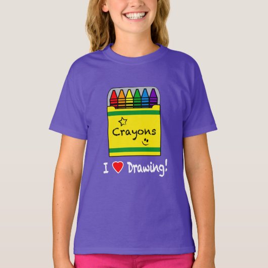 T-shirt I Love Dessin avec Crayons (Devant)