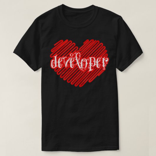 T-shirt I Love Developer Heart (Design devant)