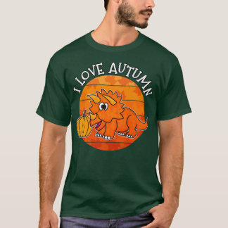 T-shirt I Love Dinosaure d'automne, Tricératops d'automne,