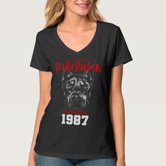 T-shirt I love doberman since 1987 (Devant)