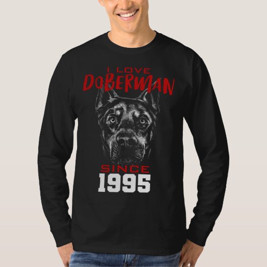 T-shirt I love doberman since 1995 (Devant)