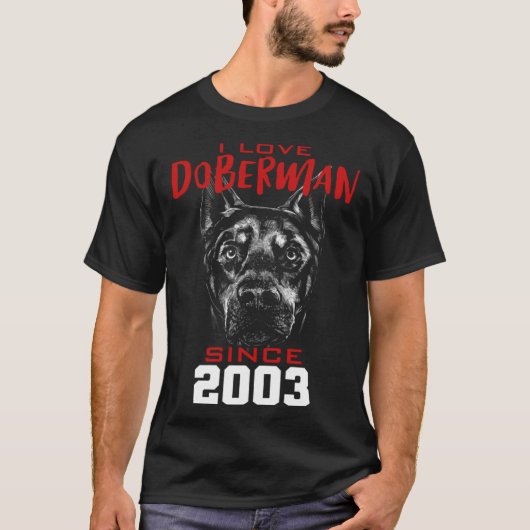 T-shirt I love doberman since 2003 (Devant)