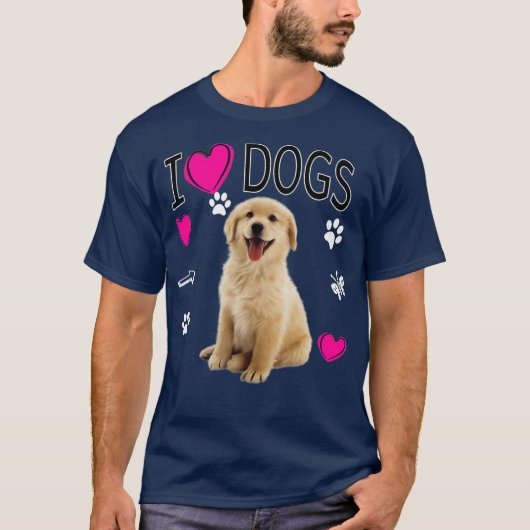 T-shirt I Love Dogs Golden Labrador (Devant)
