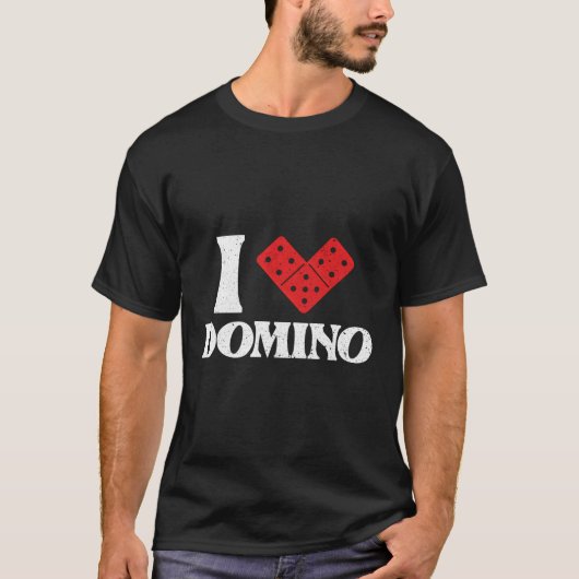 T-shirt I Love Domino Dominoes Bones Domino Player (Devant)