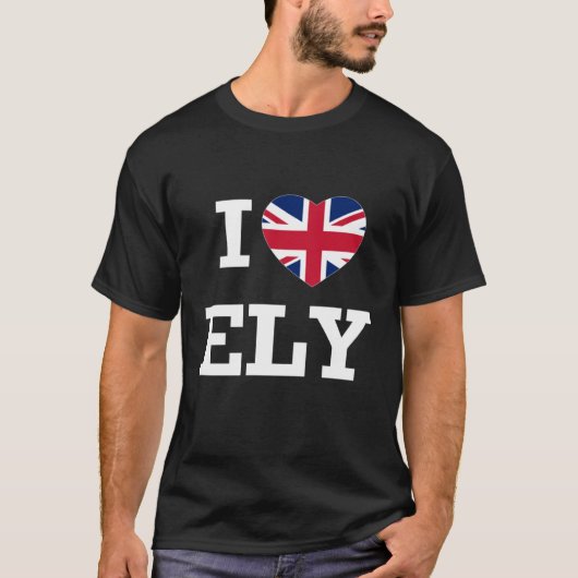 T-shirt I Love Ely England Union Jack Flag Heart Anglais (Devant)