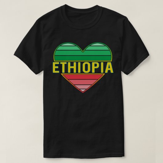 T-shirt I Love Ethiopia, Ethiopian Heart (Design devant)
