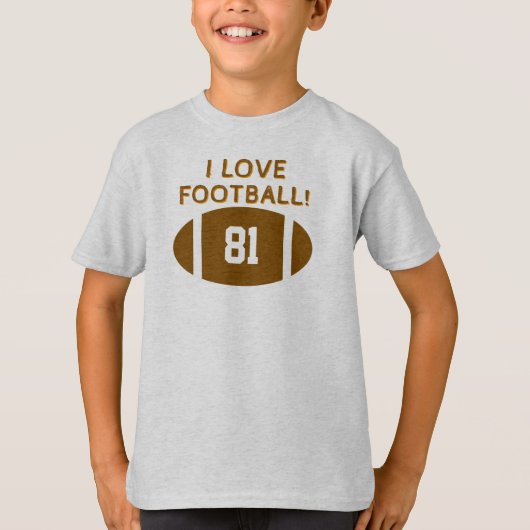 T-shirt I Love Football Player Numéro (Devant)