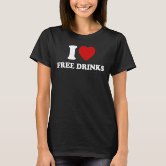 T-shirt I Love Free Drinks Pun Innuendo Boire Vintage