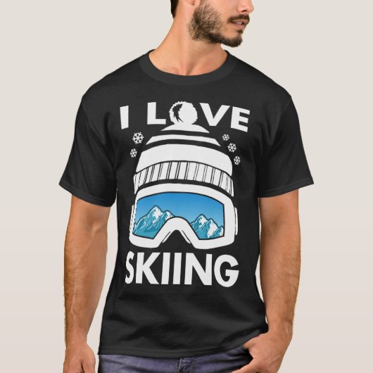 T-shirt I Love Freestyle Skiing Googles Ski Poles Goggles  (Devant)