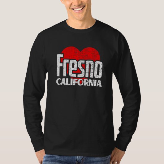 T-shirt I Love Fresno California Retro Big Heart Fresno Va (Devant)