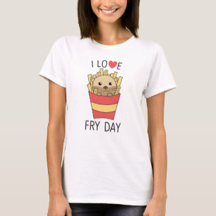 T-shirt I Love Fry Day Funny Otter French Fries Vendredi