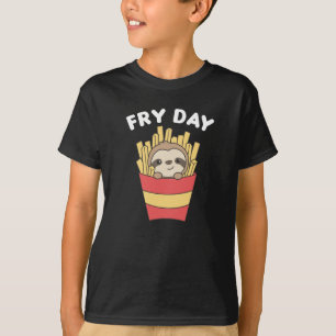 T-shirt I Love Fry Day Funny Sloth French Fries Vendredi