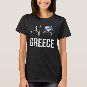 T-shirt I Love Greece Heartbeat Drapeau Pour Greek Pride