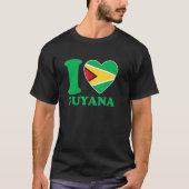 T-shirt I Love Guyana Heart Flag Quote (Devant)