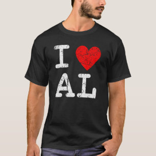 T-shirt I Love Heart Alabama USA State AL Outline Souvenir