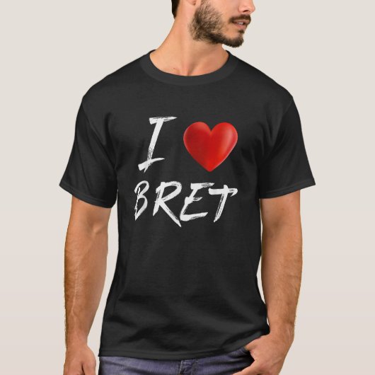 T-shirt I Love Heart BRET Nom de famille (Devant)