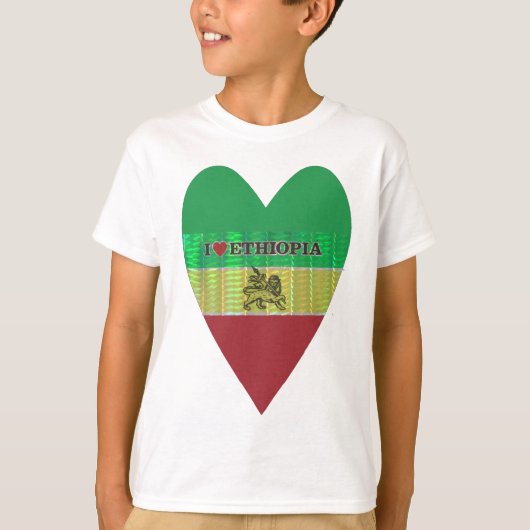 T-shirt I Love Heart Ethiopie : Drapeau Art Motif (Devant)