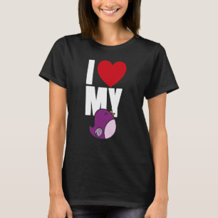 T-shirt I Love Heart My Bird Purple Teams Men Women Girls