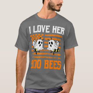 T-shirt I Love Her Boo Bees Couples Halloween Costume USA 