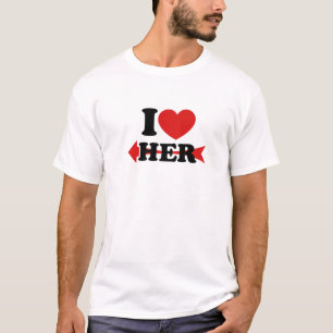 T-shirt I Love Her, Heart, Arrow, Matching Couple, Valenti