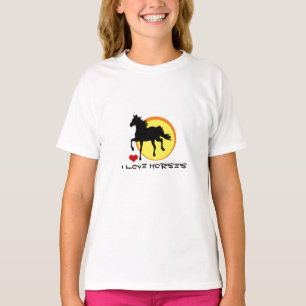 T-shirt I Love Horses & Black Horse Running / Horticulture
