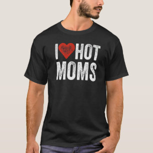 T-shirt I Love Hot Moms Distressed I Heart Hot Moms Vinta
