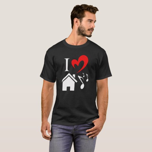 T-shirt I Love House Music coeur Valentines jour (Devant entier)