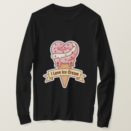 T-shirt "I Love Ice Cream" Heart Swirl Cone (Design devant)