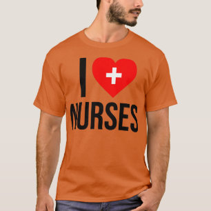 T-shirt I Love Infirmières Croix Médicale du coeur