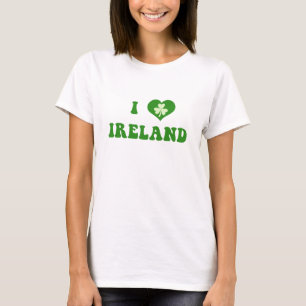 T-shirt I Love Irlande Long Manches Femen Chemise