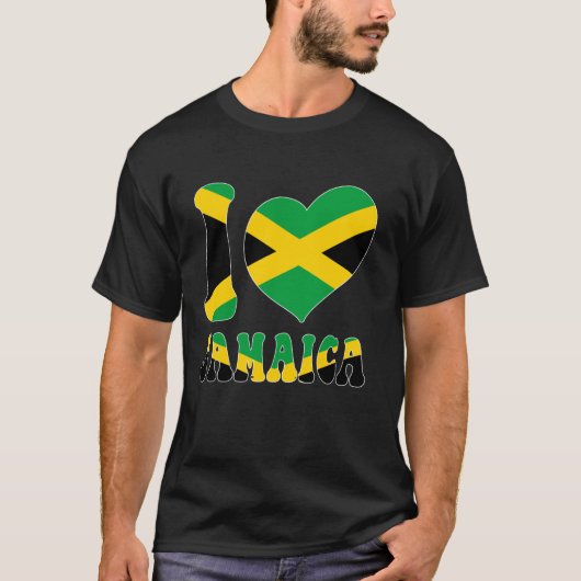 T-shirt I Love Jamaica I Love Kingston Jamaica Flag Heart (Devant)