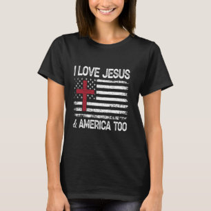 T-shirt I Love Jesus and America Too Women Men USA 1