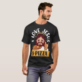 T-shirt I Love Jesus & Pizza Pepperoni Christian Cartoon B (Devant entier)
